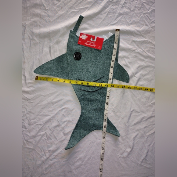 Shark Stocking Fishing Novelty Christmas Holiday Festive Coastal Ocean Gift - Picture 6 of 10
